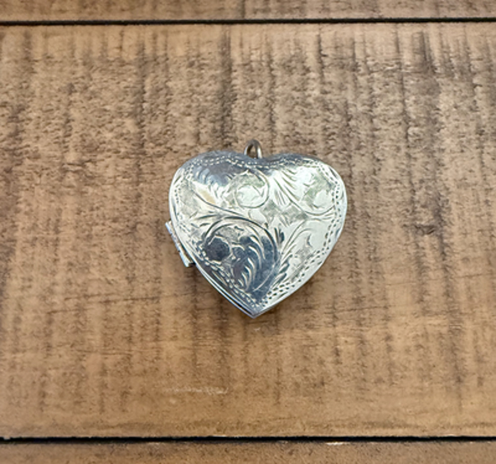 FM Sterling Silver Heart Locket Pendant 925 Engraved Love Necklace Charm Gift